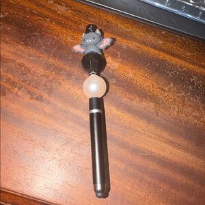 Black and Pearl Stylus Pen with Bat Topper